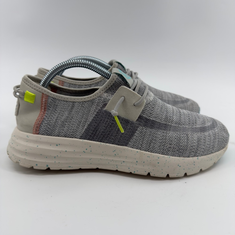 Hey Dude Sirocco W Speckle Gray Knit Slip On Sneakers Womens Size 9 Neon Accents